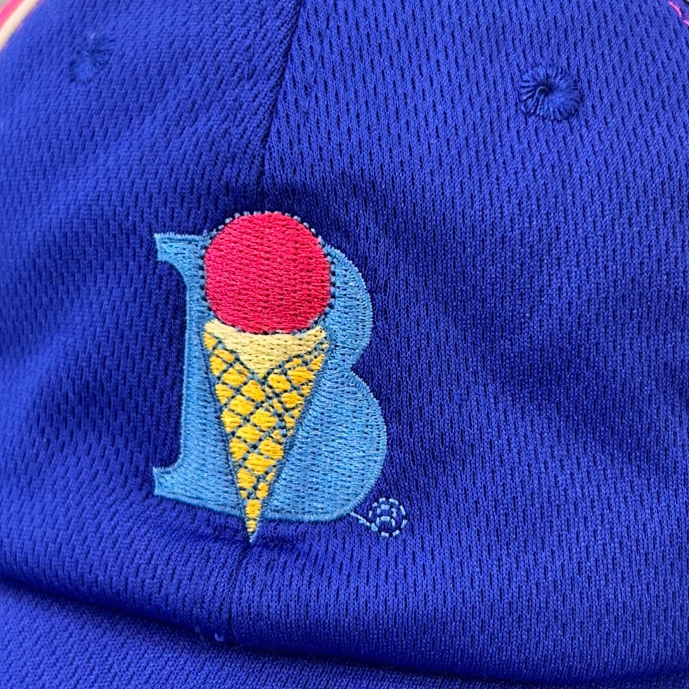 Braums Ice Cream Cone Adult Blue Pink Hat Adjustable Mesh Strapback OSFM - Picture 2 of 12